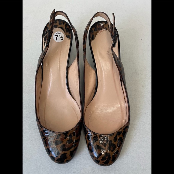 CHRISTIAN LOUBOUTIN Patent Leather Animal Print Sling back Pumps 7.5 - Picture 2 of 5
